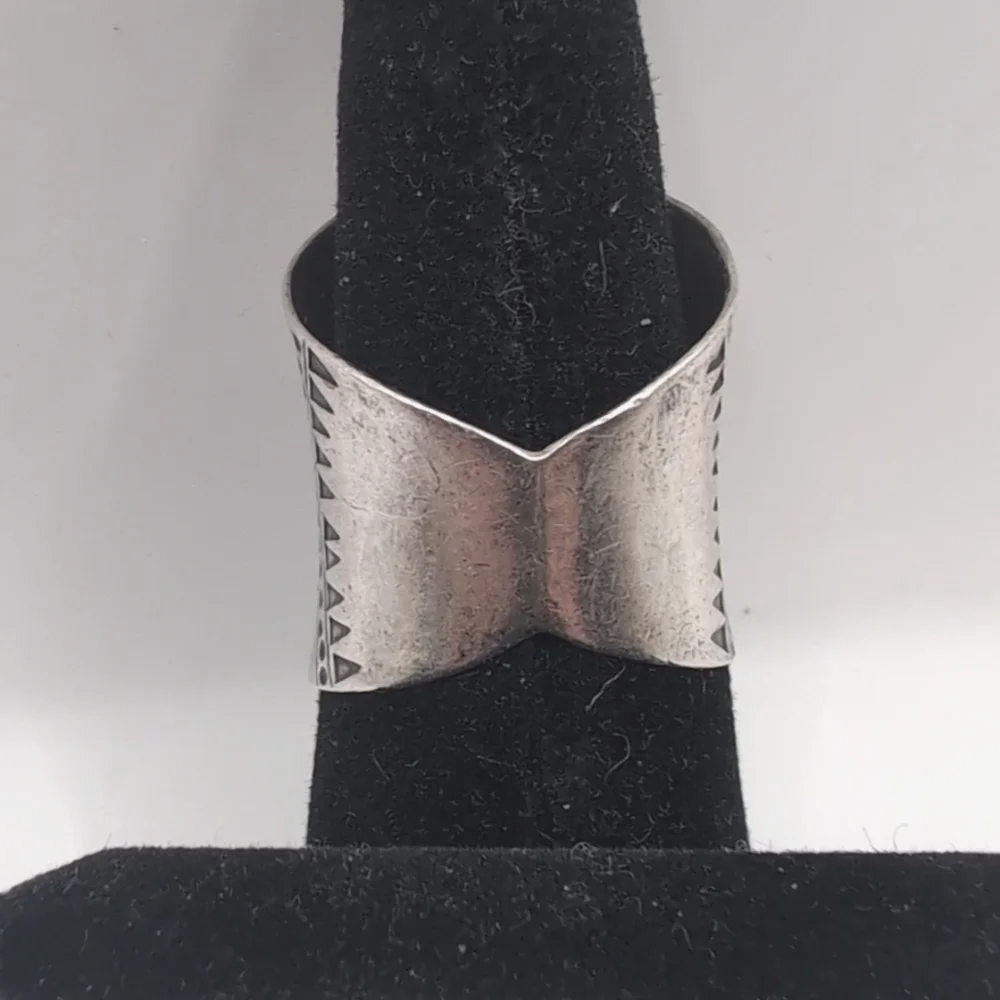 Vintage NF 925 Sterling Silver Faceted Black Stone Hematite Thai Thailand Ring